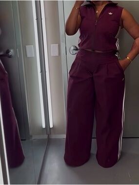 Adidas Originals [XL] Adilenium 5.0 Wide Leg Track Pants w/Pleats Maroon KY5187